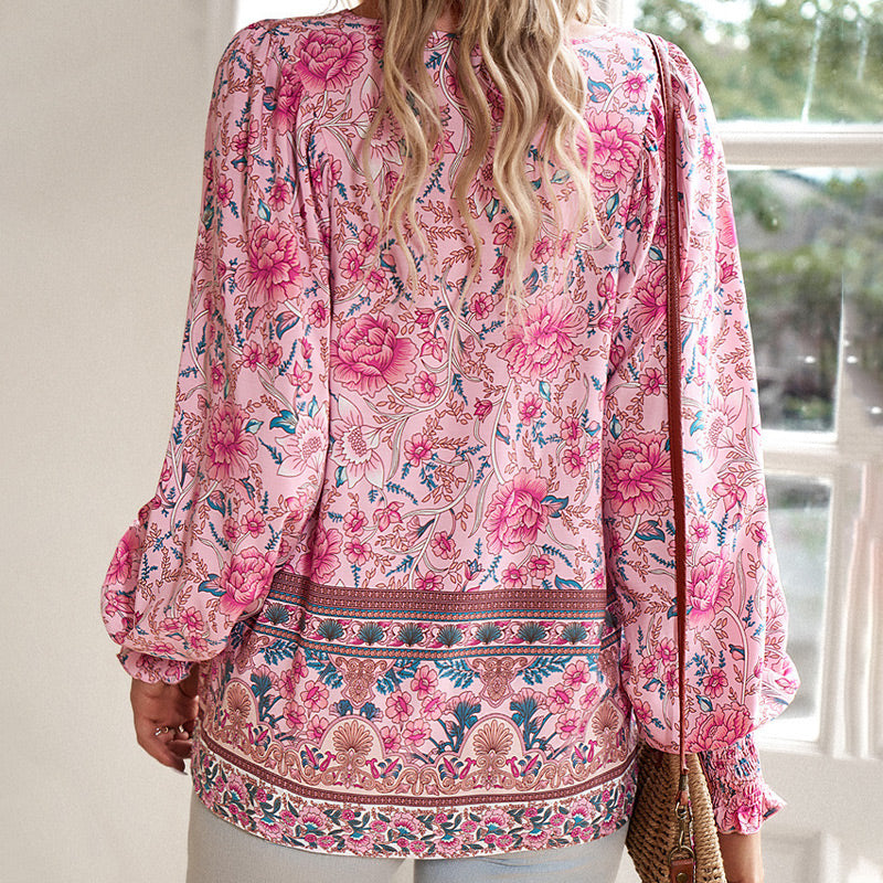 💖LAST DAY SALE 50% OFF💖Women's Fashion Printed v-Neck Long Sleeve Shirt