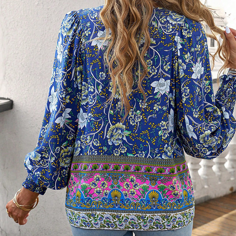 💖LAST DAY SALE 50% OFF💖Women's Fashion Printed v-Neck Long Sleeve Shirt