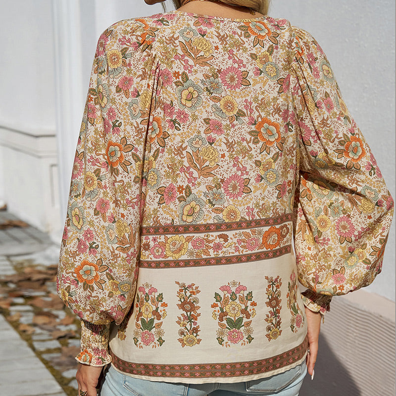 💖LAST DAY SALE 50% OFF💖Women's Fashion Printed v-Neck Long Sleeve Shirt