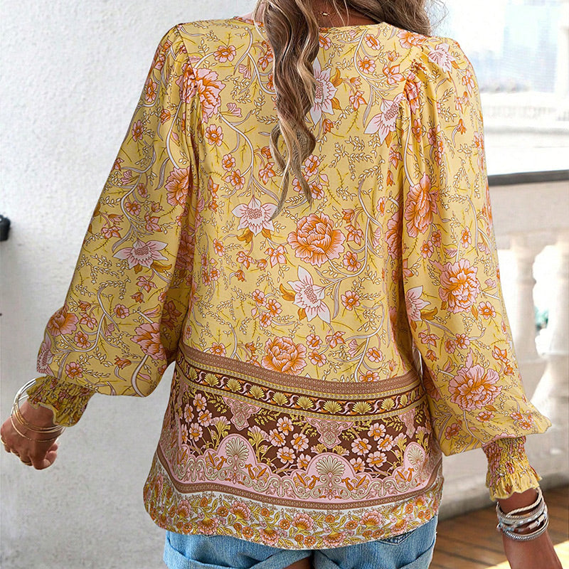 💖LAST DAY SALE 50% OFF💖Women's Fashion Printed v-Neck Long Sleeve Shirt