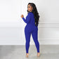 Solid Color Half Zip Seamless Jumpsuit
