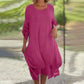🌼Last Day Sale 50% OFF🌼Women's Elegant Solid Color Round Neck Loose Fit Dress