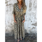 V-Neck Leopard Print Maxi Dress