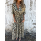 V-Neck Leopard Print Maxi Dress