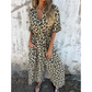V-Neck Leopard Print Maxi Dress