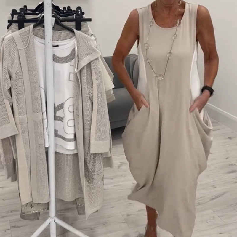 Simple Sleeveless Dress with Pockets