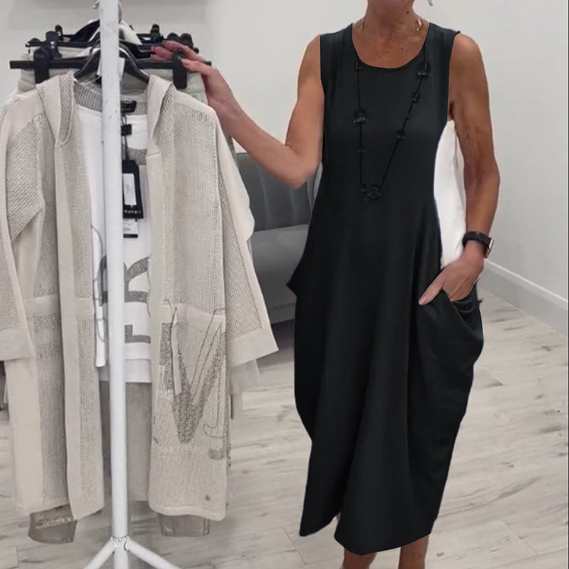 Simple Sleeveless Dress with Pockets