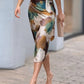 Women's Elegant Satin Abstract Print Wrap Dress