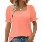 🍃Women's Casual Square Neck Smocked Sleeve T-Shirt