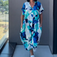 🌺Mother's Day UP TO 50% OFF!!🔥Printed V Neck Loose Midi Dress