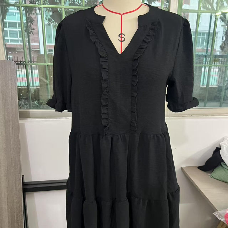 🔥2026 Summer Hot Sale 49% OFF🌈Women's V Neck Ruffle Casual A-Line Flowy Swing Shift Dress