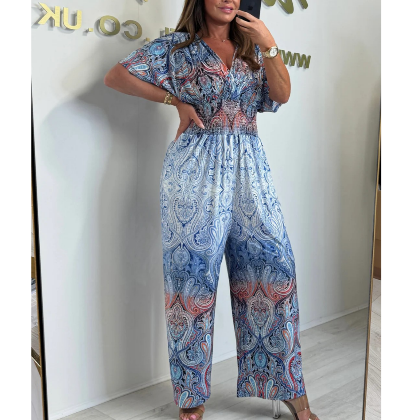 Bohemian Print Wide Leg Jumpsuit