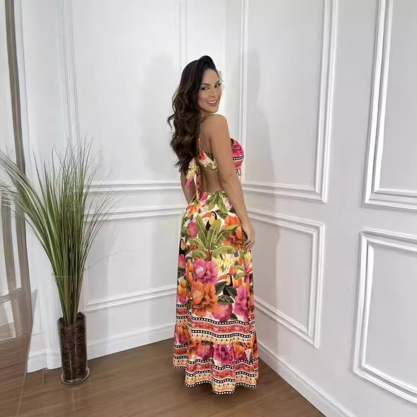 Women's Halter Sleeveless Backless Slim Sexy Beach Dresses