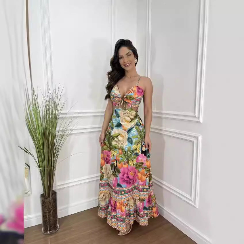 Women's Halter Sleeveless Backless Slim Sexy Beach Dresses