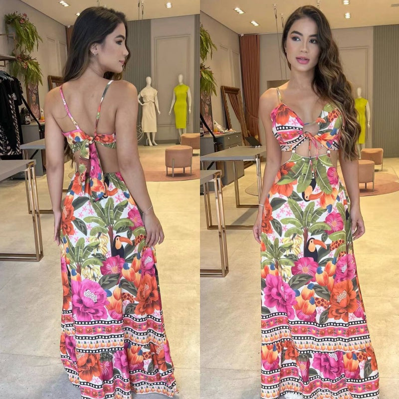 Women's Halter Sleeveless Backless Slim Sexy Beach Dresses