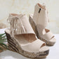 Women's Tassel Open Toe Platform Wedge Sandals