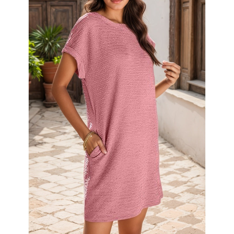 Women's Relaxed Roll Sleeve Pocket Dress