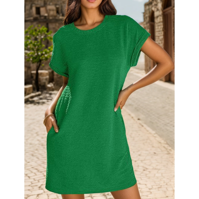 Women's Relaxed Roll Sleeve Pocket Dress