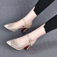 Women’s Rhinestone Hollow-out Breathable High-heeled Sandals