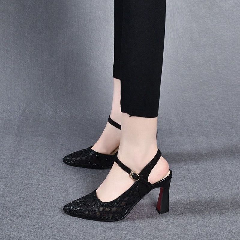 Women’s Rhinestone Hollow-out Breathable High-heeled Sandals