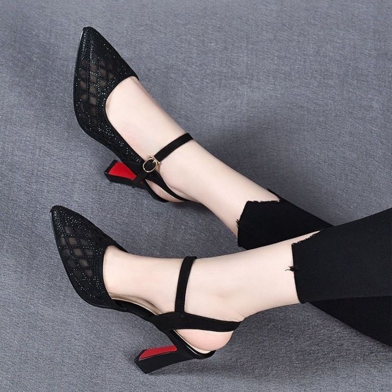 Women’s Rhinestone Hollow-out Breathable High-heeled Sandals