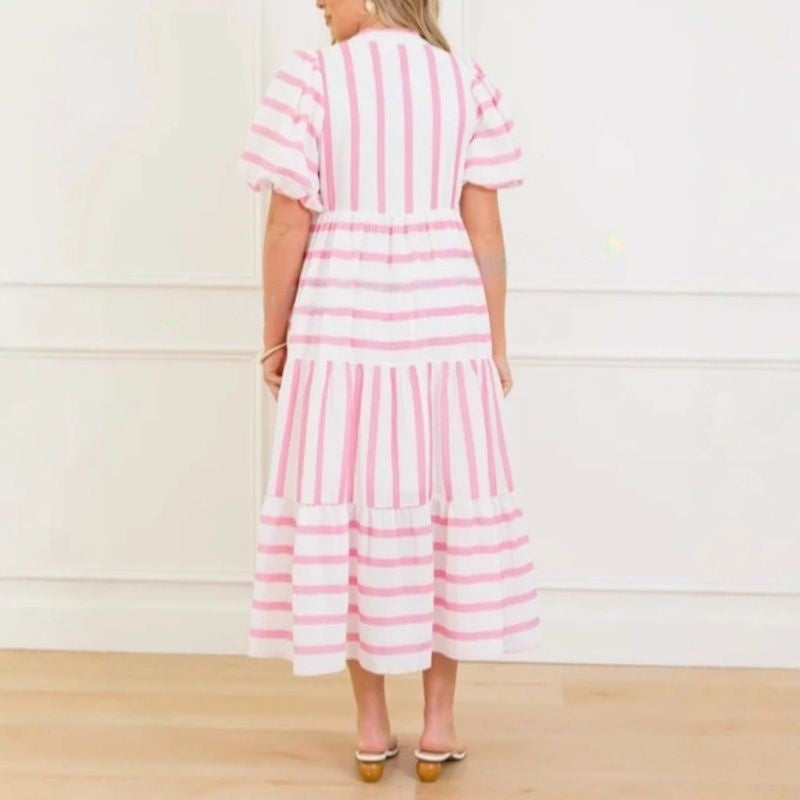 👗Women's Summer Striped Loose Casual Short Sleeve Dress