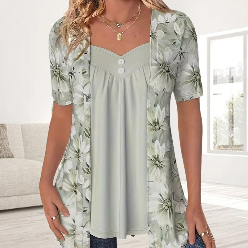 🔥50% OFF🔥Women's Irregular Floral Patchwork Top