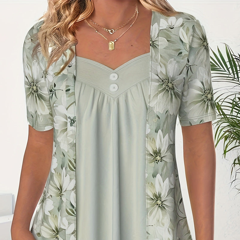 🔥50% OFF🔥Women's Irregular Floral Patchwork Top