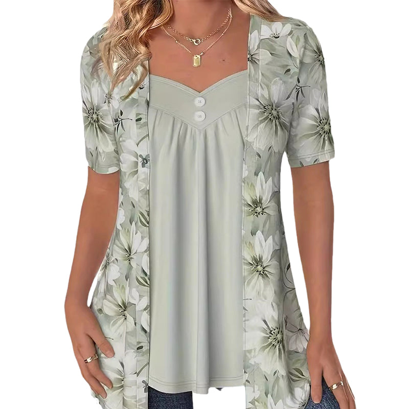 🔥50% OFF🔥Women's Irregular Floral Patchwork Top