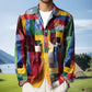 Rainbow Plaid Retro Lapel Shirt with Pockets