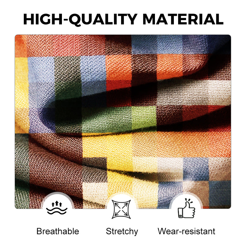 Rainbow Plaid Retro Lapel Shirt with Pockets