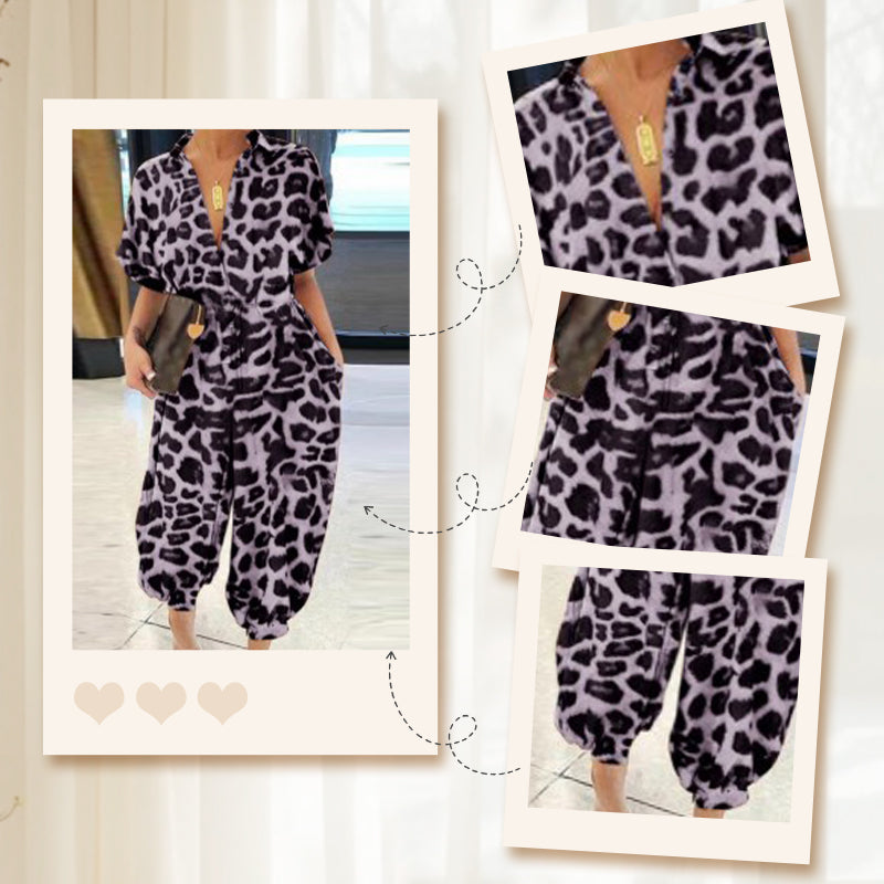 💖LAST DAY SALE 50% OFF💖Women's Casual Loose Short Sleeve Button Up Jumpsuit