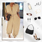 💖LAST DAY SALE 50% OFF💖Women's Casual Loose Short Sleeve Button Up Jumpsuit