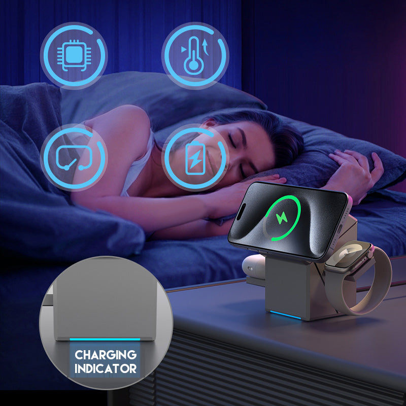 🔥Hot Sale Offers-3-in-1 Foldable Magnetic Wireless Charging Station