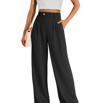 Women's Casual High-Waist Straight Leg Trousers