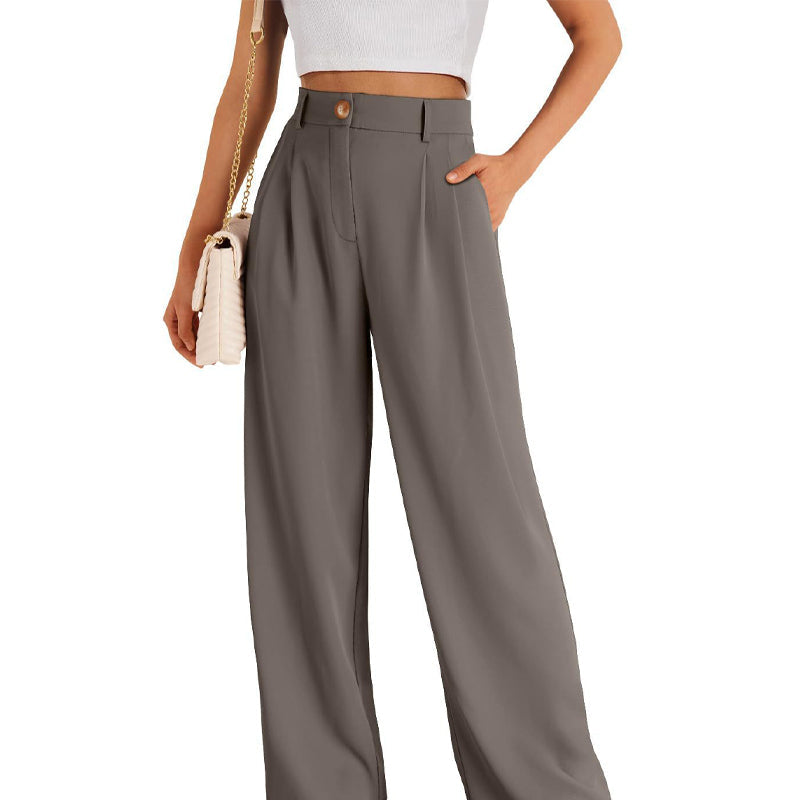Women's Casual High-Waist Straight Leg Trousers