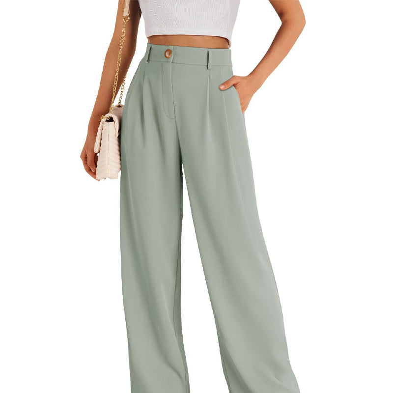 Women's Casual High-Waist Straight Leg Trousers