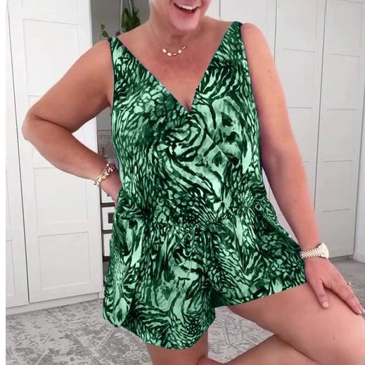 🔥Last Day Special Price £10.99!!💥-🩱Sleeveless V-Neck Printed Swimsuit