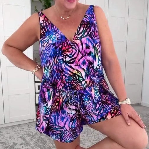 🔥Last Day Special Price £10.99!!💥-🩱Sleeveless V-Neck Printed Swimsuit