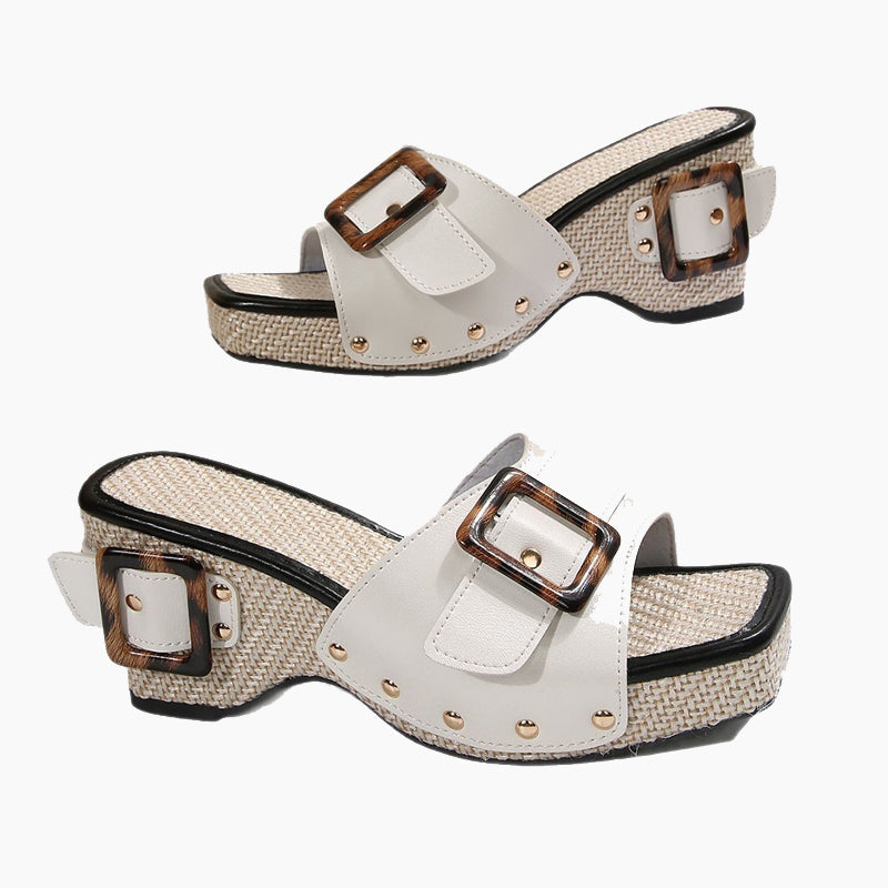 ⏳ Limited time 49% off!👡Women’s Wedge Slide Sandals with Studded Strap