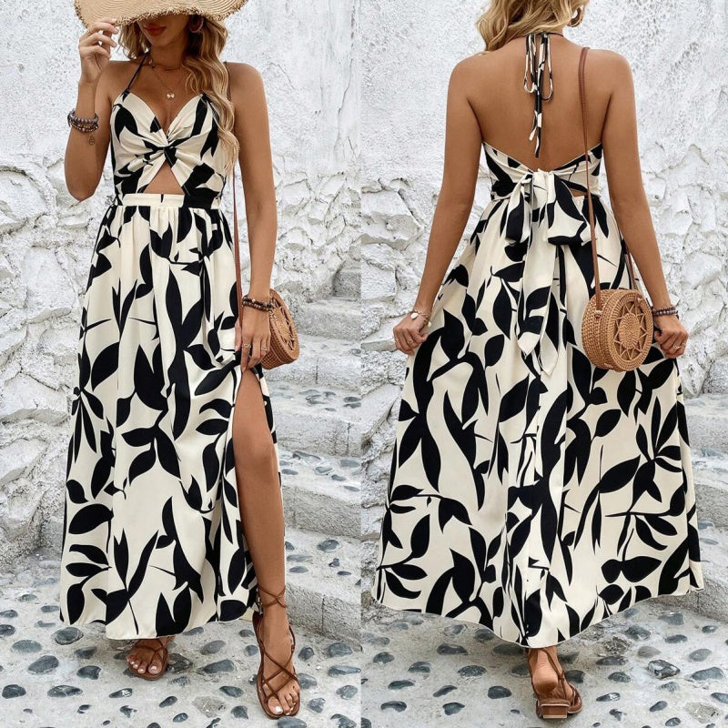 🌸Summer Hot Sale 49%OFF🌸Women's Elegant Sexy Floral Print Halter Dress