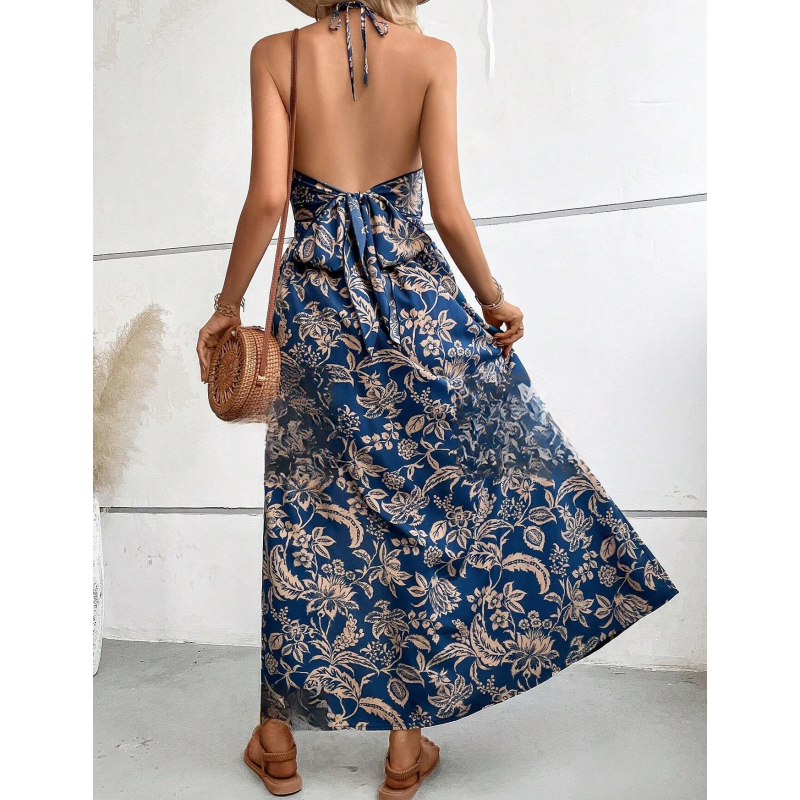 🌸Summer Hot Sale 49%OFF🌸Women's Elegant Sexy Floral Print Halter Dress