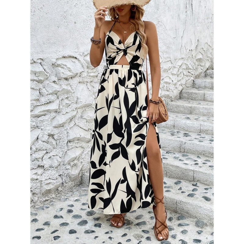 🌸Summer Hot Sale 49%OFF🌸Women's Elegant Sexy Floral Print Halter Dress