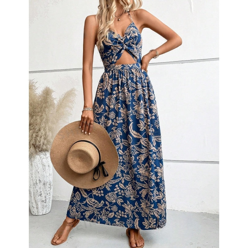 🌸Summer Hot Sale 49%OFF🌸Women's Elegant Sexy Floral Print Halter Dress