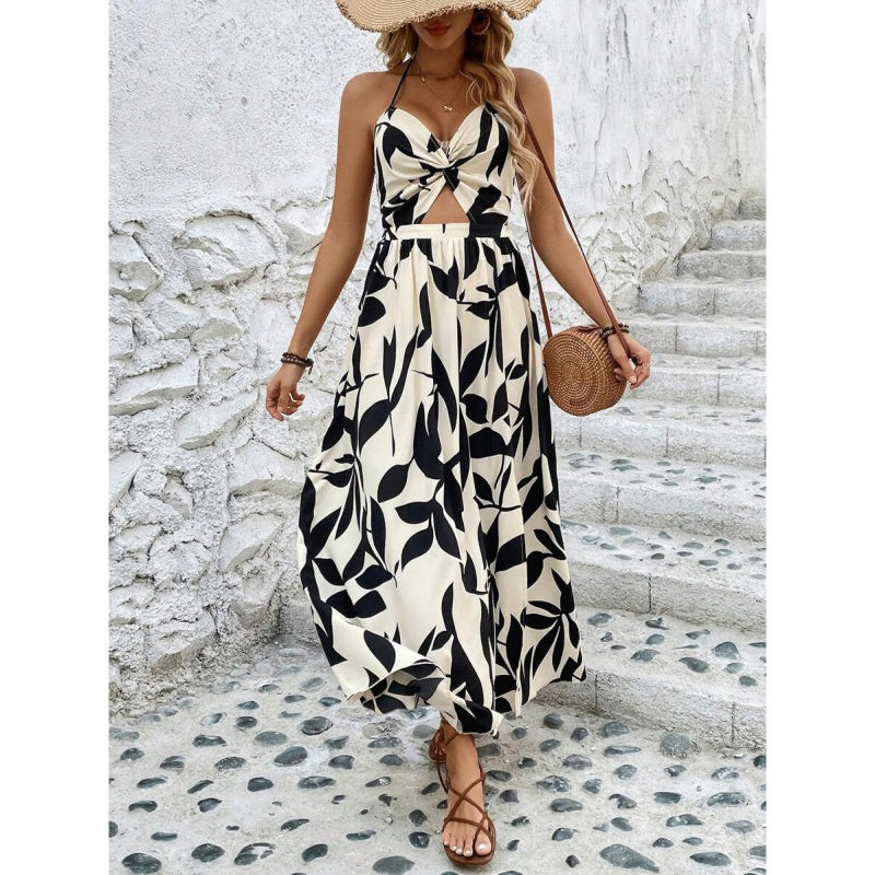 🌸Summer Hot Sale 49%OFF🌸Women's Elegant Sexy Floral Print Halter Dress