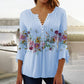 🩷Comfort You Deserve Up to 49% Off🔥Women's Floral Button V-Neck Pleated 3/4 Sleeve T-Shirt