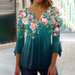 🩷Comfort You Deserve Up to 49% Off🔥Women's Floral Button V-Neck Pleated 3/4 Sleeve T-Shirt