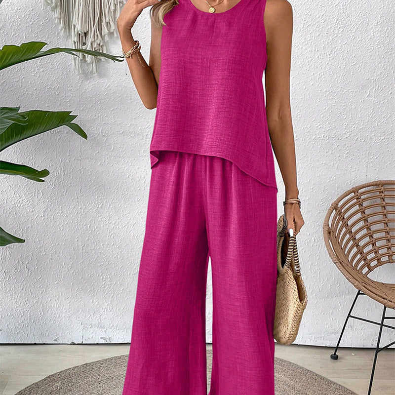 Sleeveless Top & Wide-Leg Pants Set
