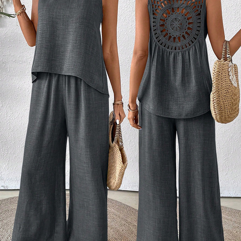 Sleeveless Top & Wide-Leg Pants Set