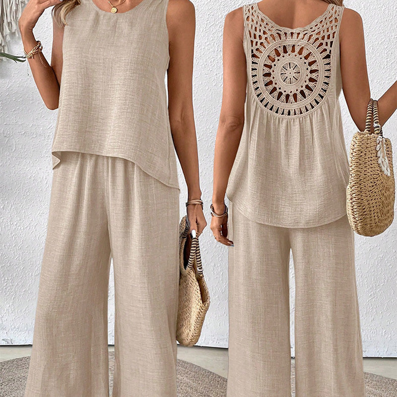Sleeveless Top & Wide-Leg Pants Set